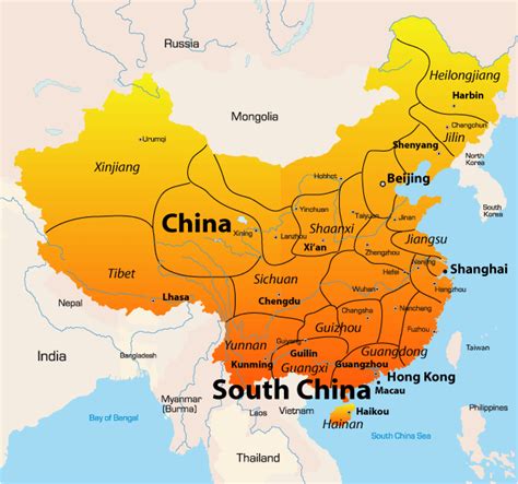 what countries are south of china